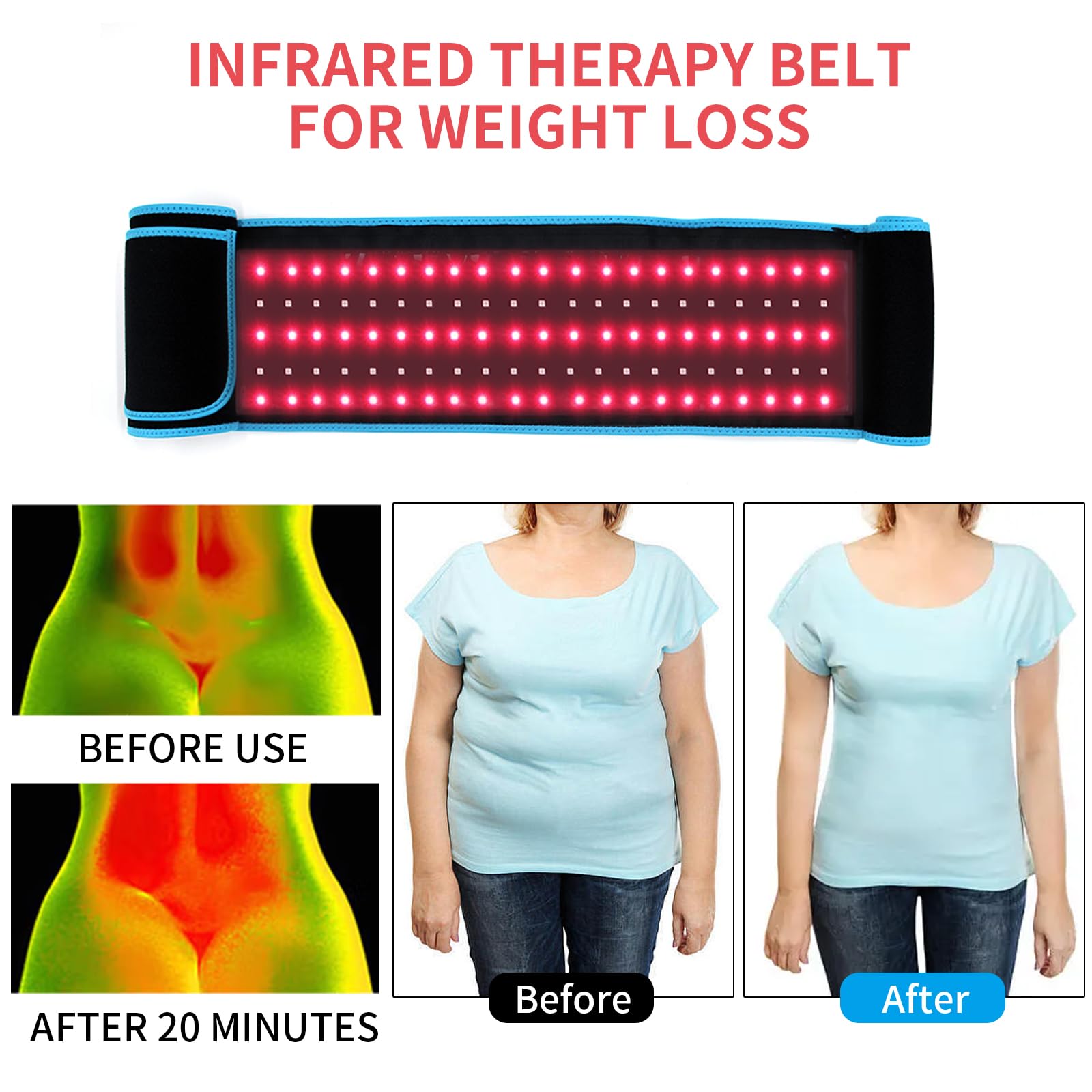 Red Light Infrared Therapy Belt: Pain Relief Device LED Red Light Therapy Lamp Near Body Large Pad Wrap ADVARAYSBuy Supplements Australia