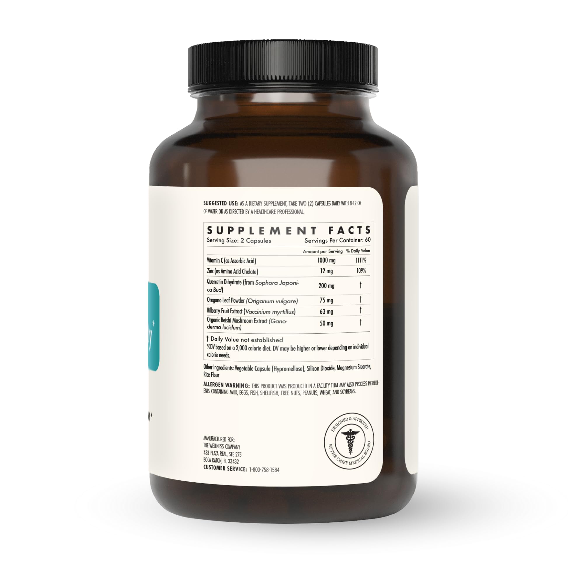 Natural Immunity - Botanical Immune Boost, Targeted Nutrients, T-Cell Support - Oregano, Reishi, Zinc, Vitamin C, Quercetin | 120 (2 Month Supply) The Wellness CompanyBuy Supplements Australia