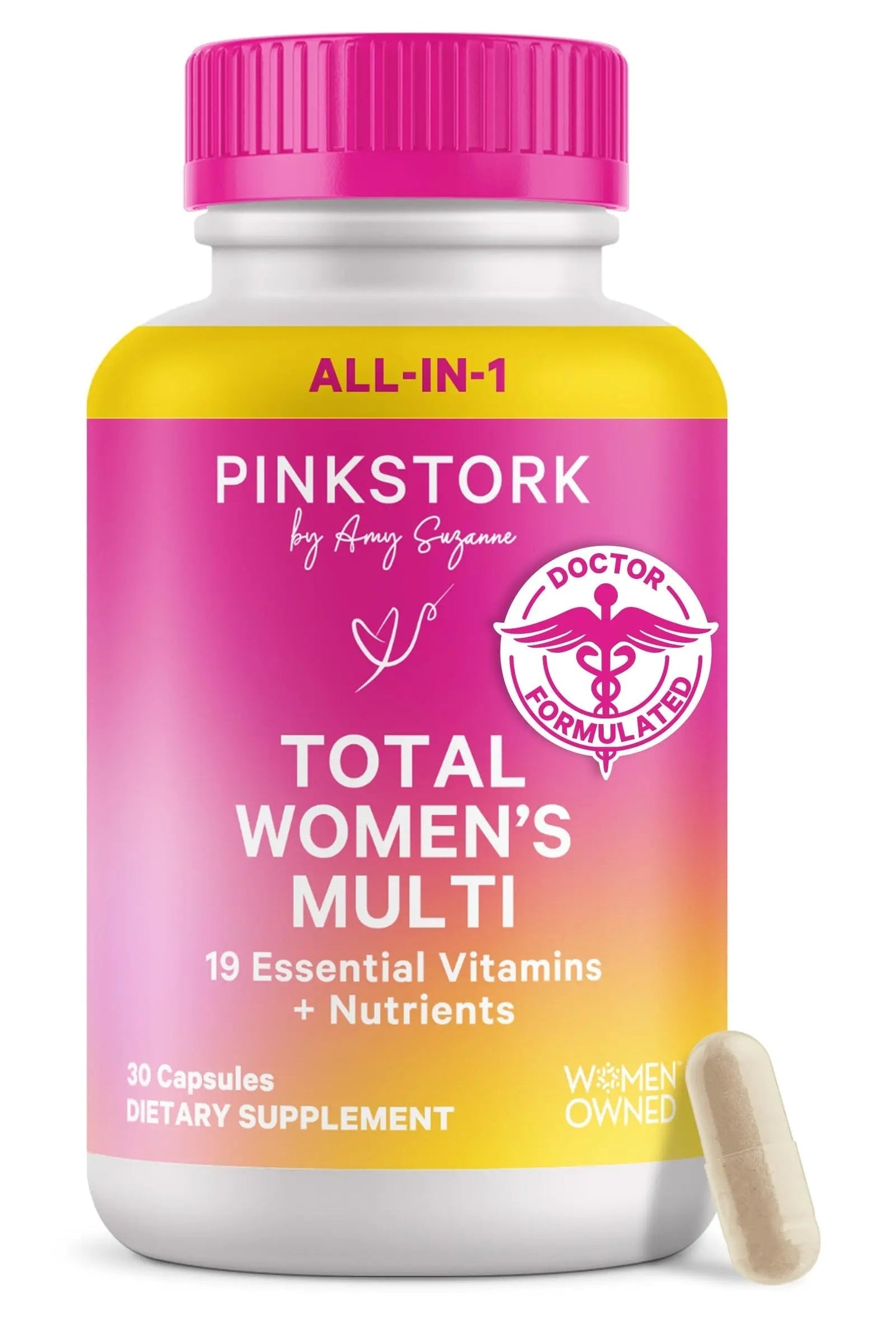 Pink Stork Total Women's Multivitamin - 19 Essential Vitamins for Women & Nutrients – Energy, Metabolism, Hormone, Immune & Mood Support Pink StorkBuy Supplements Australia