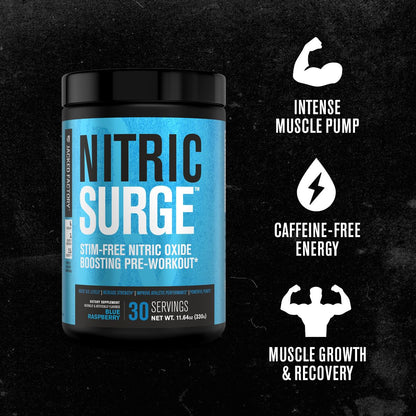 Nitric Surge Stim Free Pre Workout Powder - Caffeine Free Nitric Oxide Supplement Jacked FactoryBuy Supplements Australia