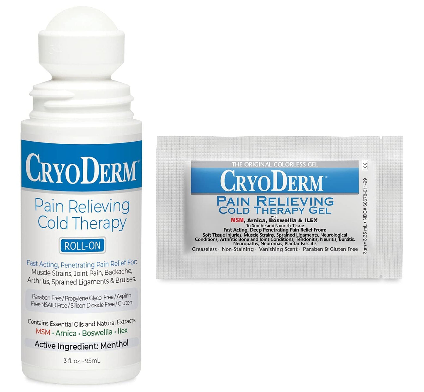 Combo Package Cold Therapy 3 oz Roll-On & 12 Packets CryoDermBuy Supplements Australia