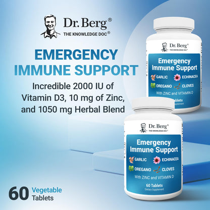 Dr. Berg Emergency Immune Support w/Echinacea - Potent Blend of Herbal Extracts (Warning: Strong Herbal Smells) - Immune Support Supplement Includes 2,000 IUs of Vitamin D & 10mg of Zinc - 60 Tablets Dr. Berg NutritionalsBuy Supplements Australia