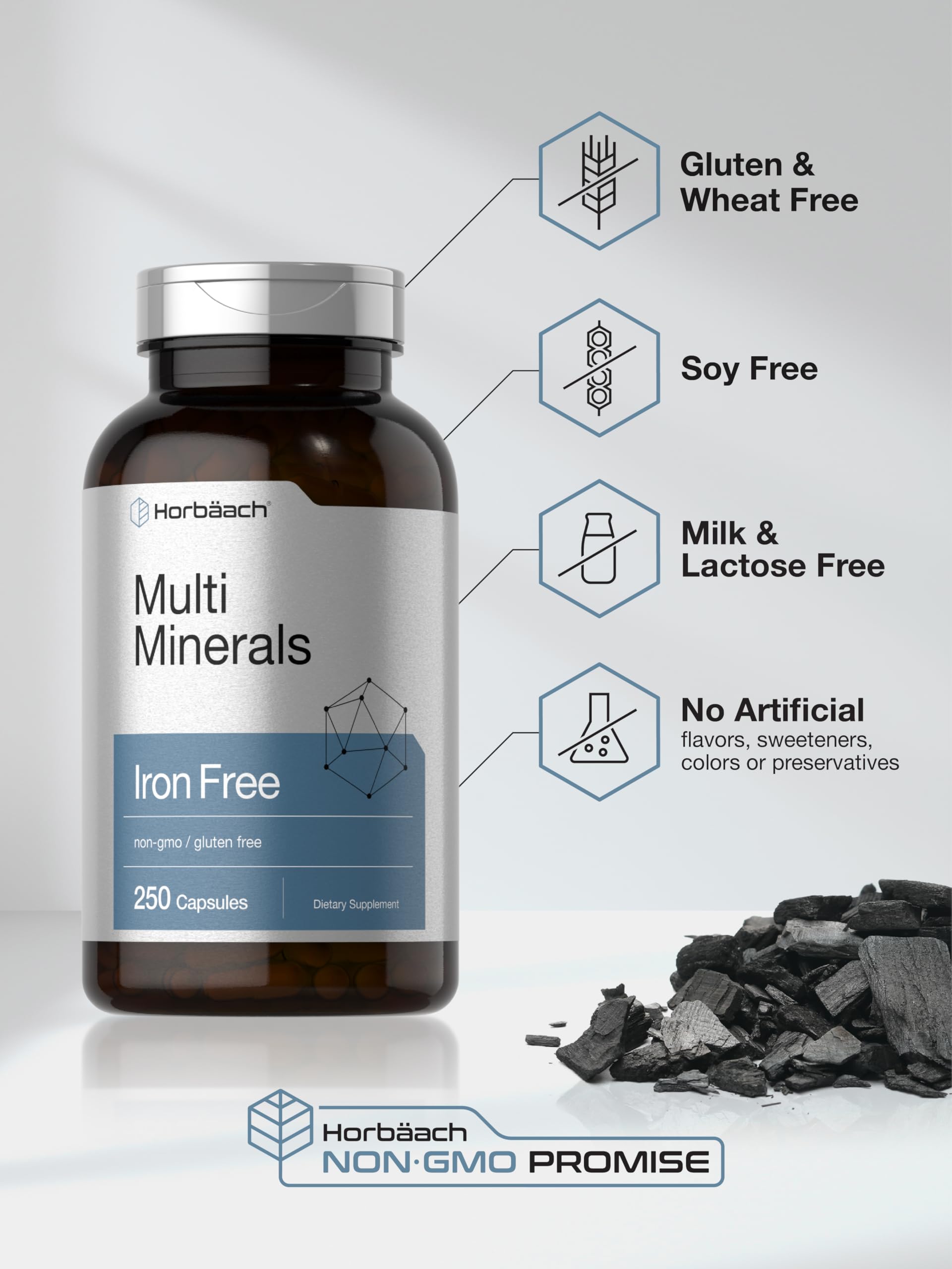 Horbäach Multi Minerals Supplement | 250 Capsules | Iron Free | Daily Mineral Complex for Men and Women | Non-GMO & Gluten Free HorbäachBuy Supplements Australia