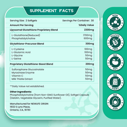 inGreens 2800 MG Liposomal Glutathione Supplement, Detoxifying & Immune, Aging Defense, Energy, Glutathione Unique Formulation Reduced inGreensBuy Supplements Australia
