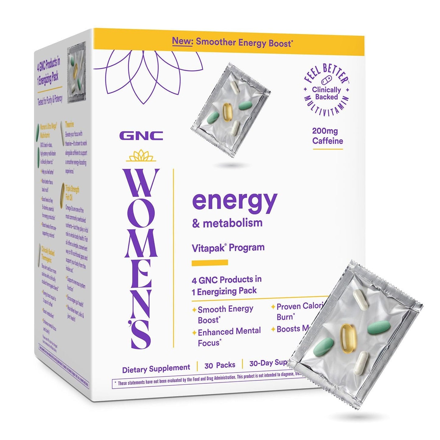 GNC Women's Energy and Metabolism Vitapak Program - Multivitamin Pack for Women - Female Energy Complex with a Clinically-Backed Thermogenic & L-Theanine - High-Potency - 1 Month Supply GNCBuy Supplements Australia