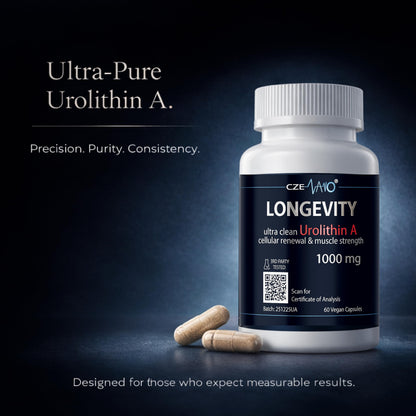 CzeNano Longevity – Ultra-Pure Urolithin A Supplement 1000 mg | Mitochondrial Support, Cellular Energy & Muscle Strength | Third-Party Tested COA | 60 Vegan Capsules CzeNanoBuy Supplements Australia