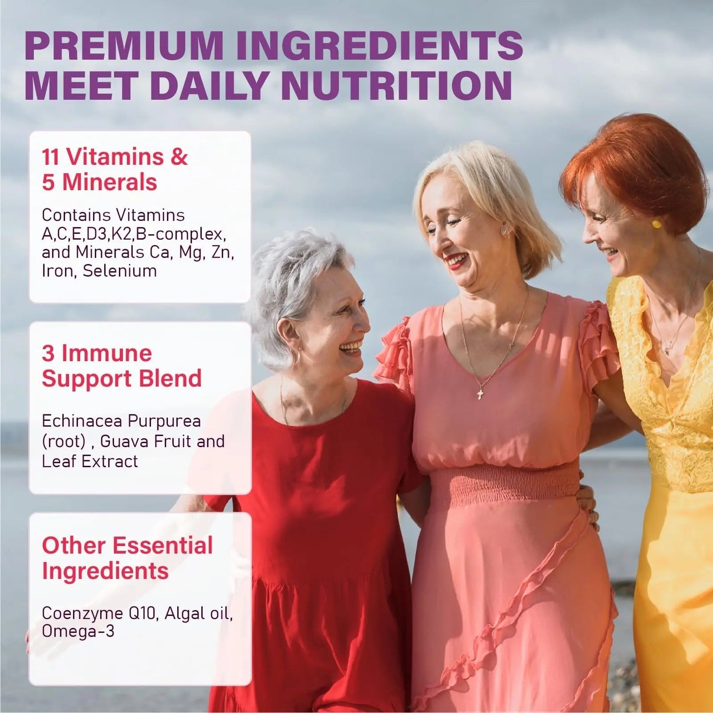 Multivitamin Gummies for Women 50 Plus - with Omega 3, Coenzyme Q10, Iron, Calcium, Zinc, Vitamin A, C, D3, E, K2, B Complex, Folate Tcemundry