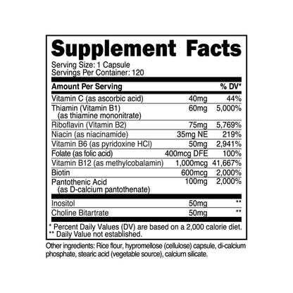 Nutricost High Potency Vitamin B Complex 460mg, 120 Capsules - with Vitamin C - Energy NutricostBuy Supplements Australia