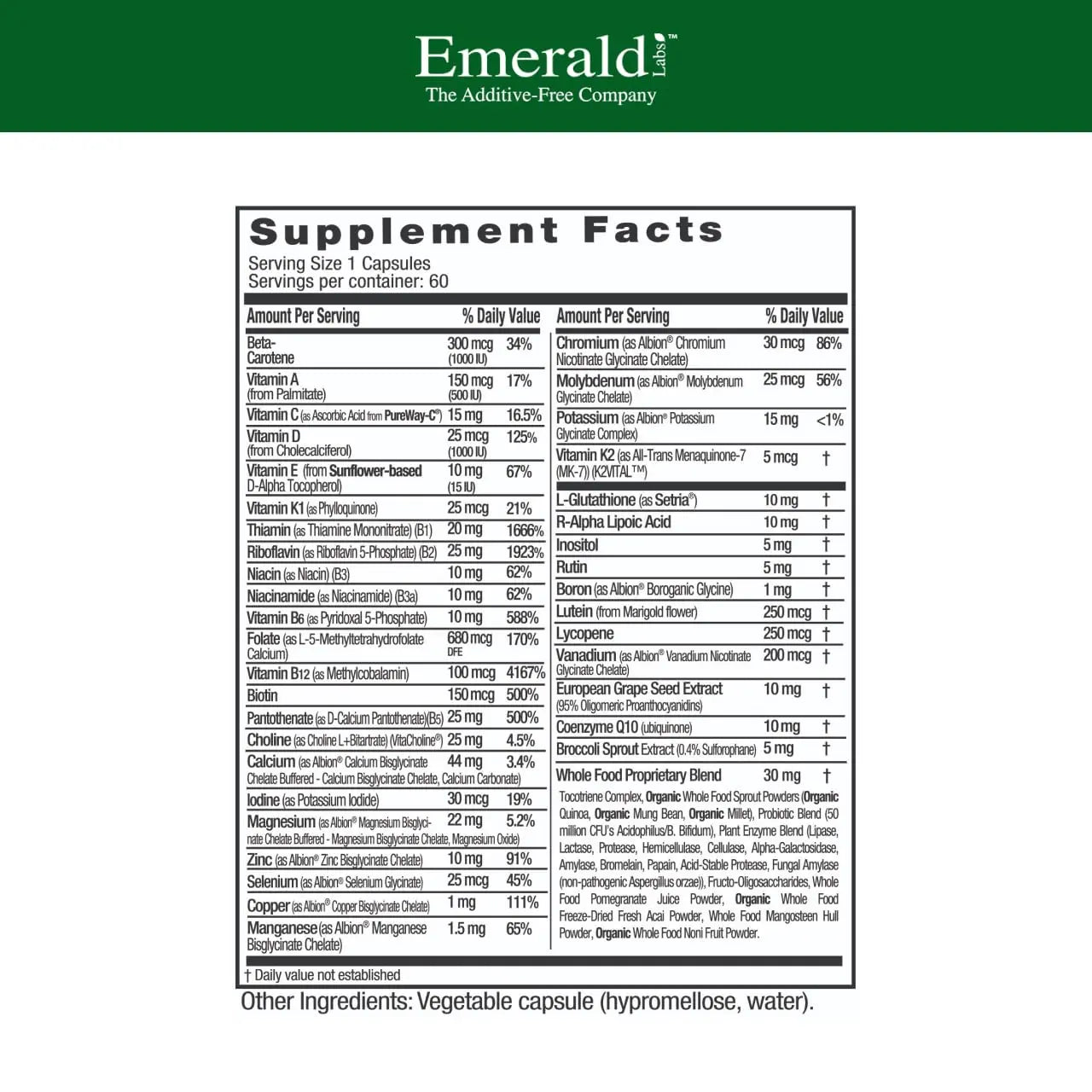 EMERALD LABS Women's 45+ 1-Daily Multi - Complete Multivitamin for Comprehensive Support, Bone & Heart Health* EMERALD LABS