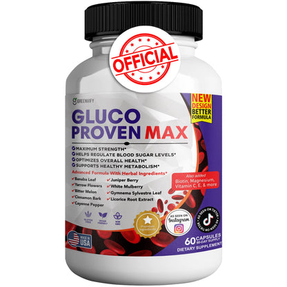 GREENVIFY Gluco Proven Max – Daily Wellness Support Supplement with Vitamins, Minerals, and Herbs – Chromium, Magnesium, Banaba, Bitter Melon, and Zinc – Non-GMO, Gluten-Free – 60 Capsules GREENVIFYBuy Supplements Australia