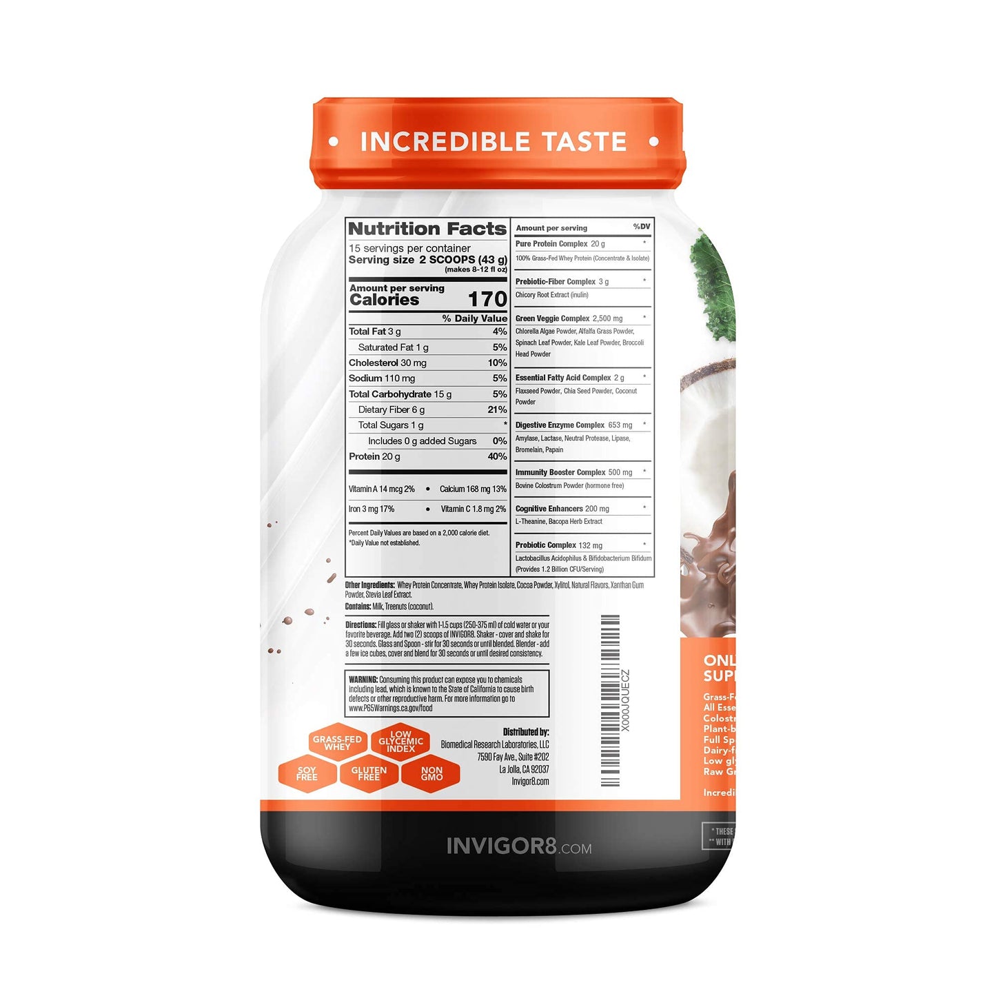 INVIGOR8 Superfood Shake (Chocolate Brownie) with Immunity Boosters - Gluten INVIGOR8Buy Supplements Australia