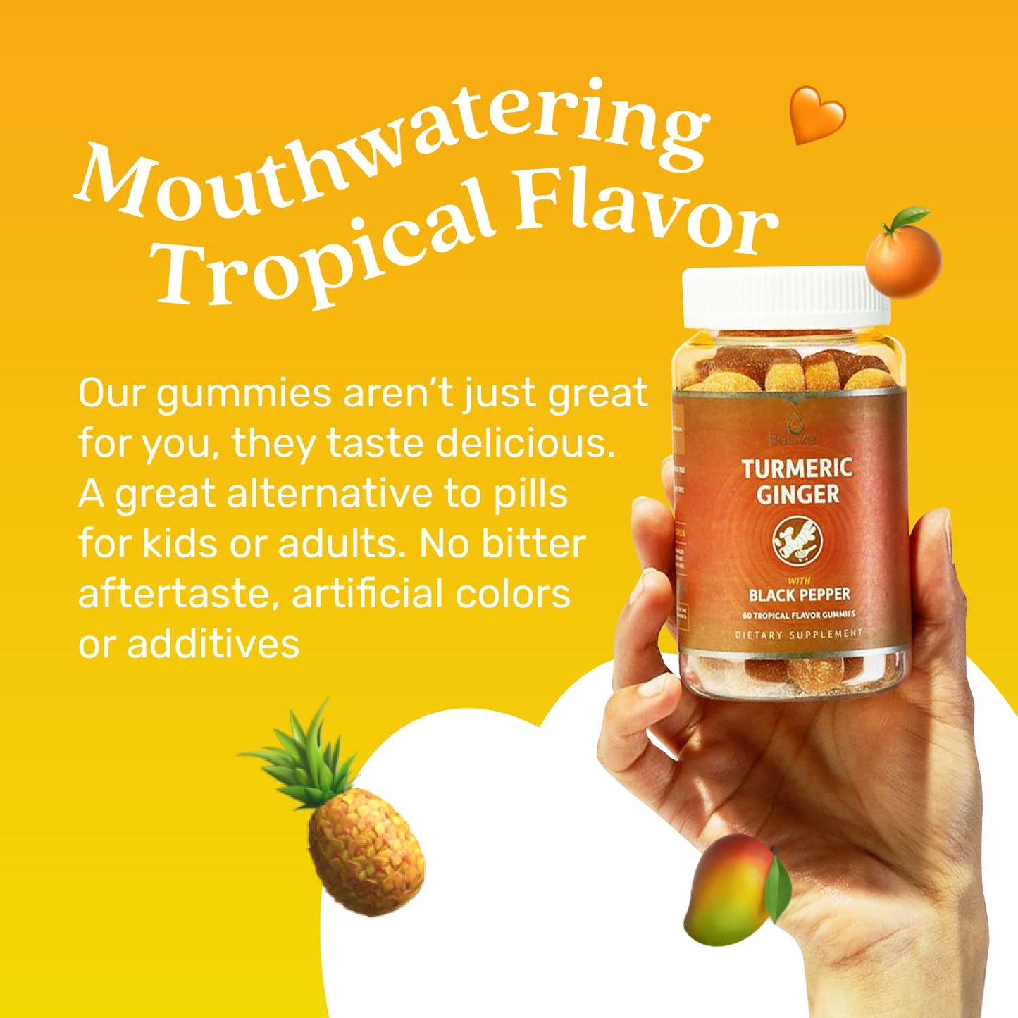 BeLive Turmeric Curcumin with Black Pepper & Ginger - 60 Gummies I Turmeric and Ginger BeLiveBuy Supplements Australia