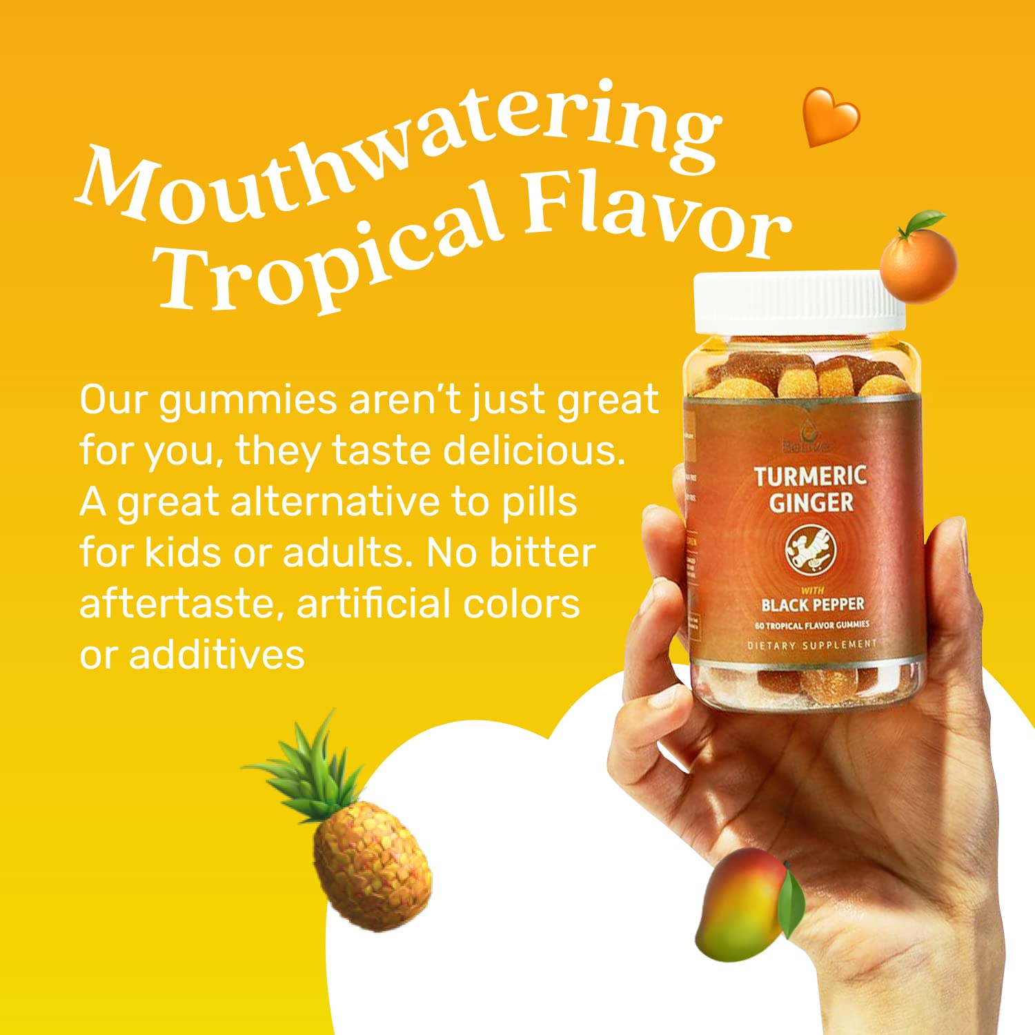 BeLive Turmeric Curcumin with Black Pepper & Ginger - 60 Gummies I Turmeric and Ginger BeLiveBuy Supplements Australia