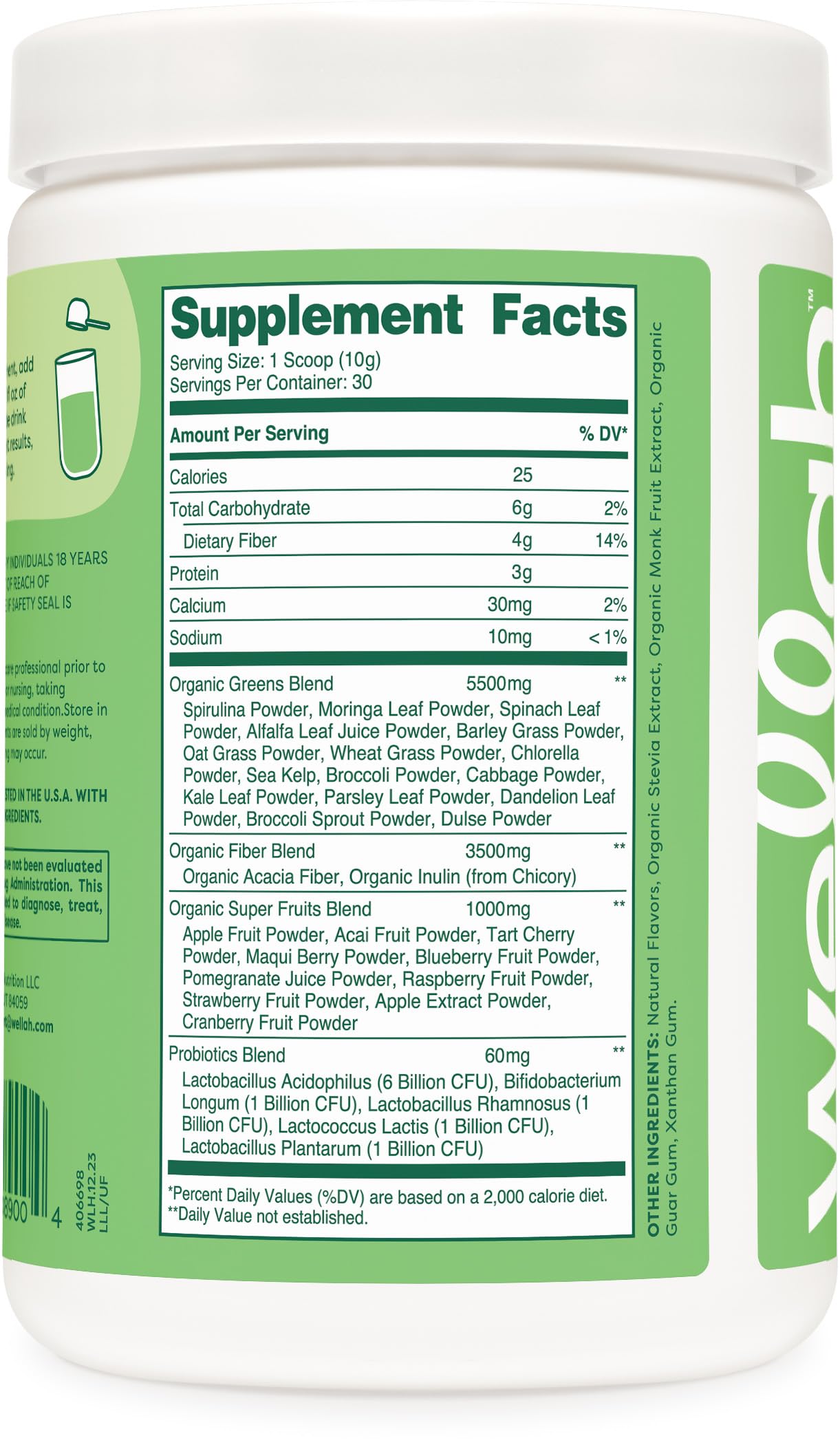 Wellah Leaf, Laugh, Love Super Greens Powder (Unflavored) 30 Servings - Superfood Supplement Drink Mix WellahBuy Supplements Australia