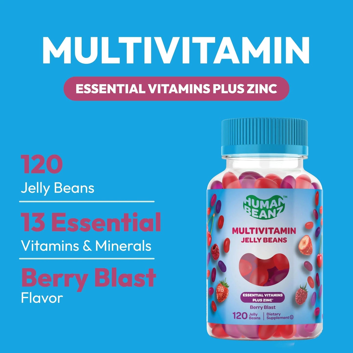Human Beanz Multivitamin Jelly Bean Gummies with Zinc for Men and Women, Immune Support Dietary Supplements for Adults, Vegetarian Human BeanzBuy Supplements Australia