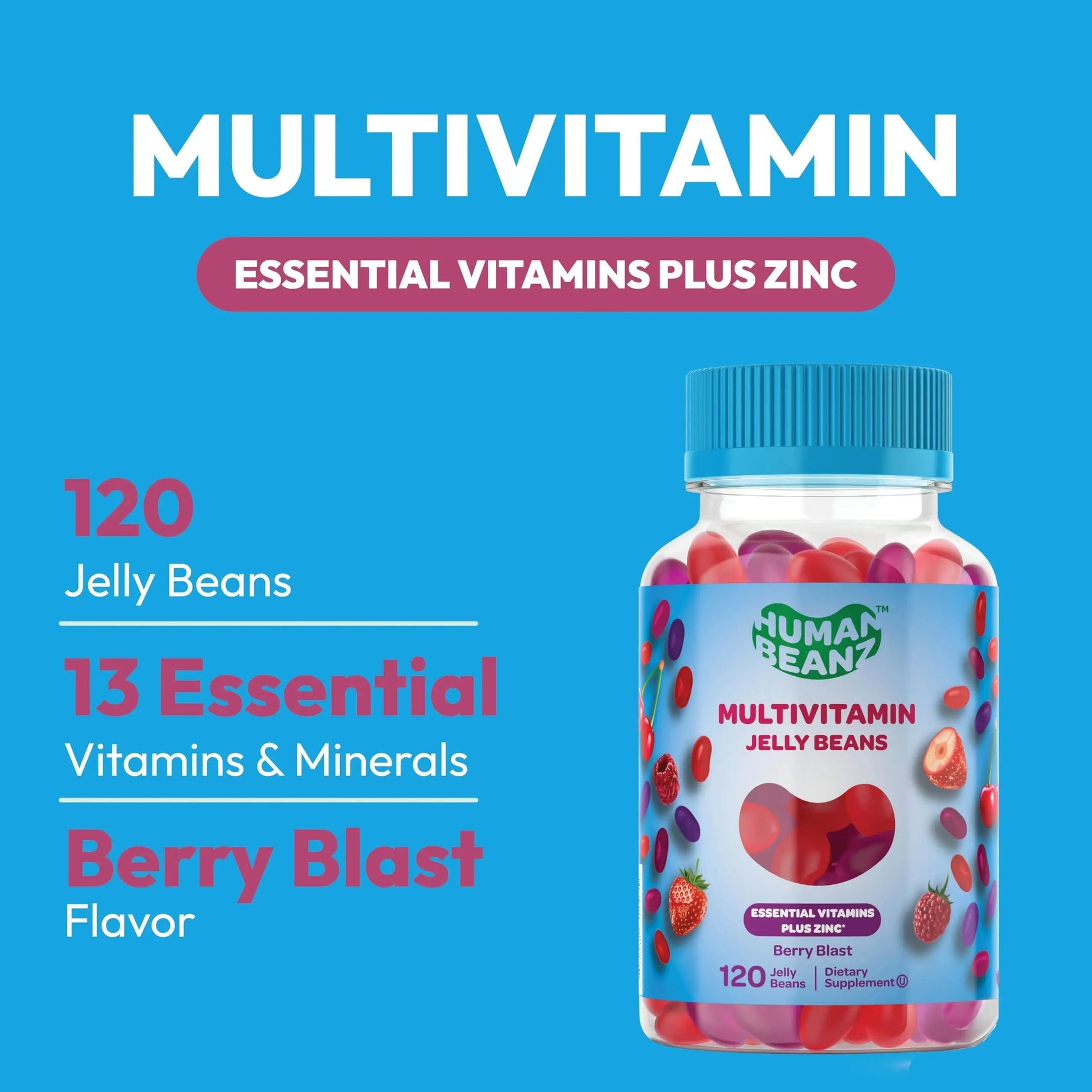 Human Beanz Multivitamin Jelly Bean Gummies with Zinc for Men and Women, Immune Support Dietary Supplements for Adults, Vegetarian Human BeanzBuy Supplements Australia