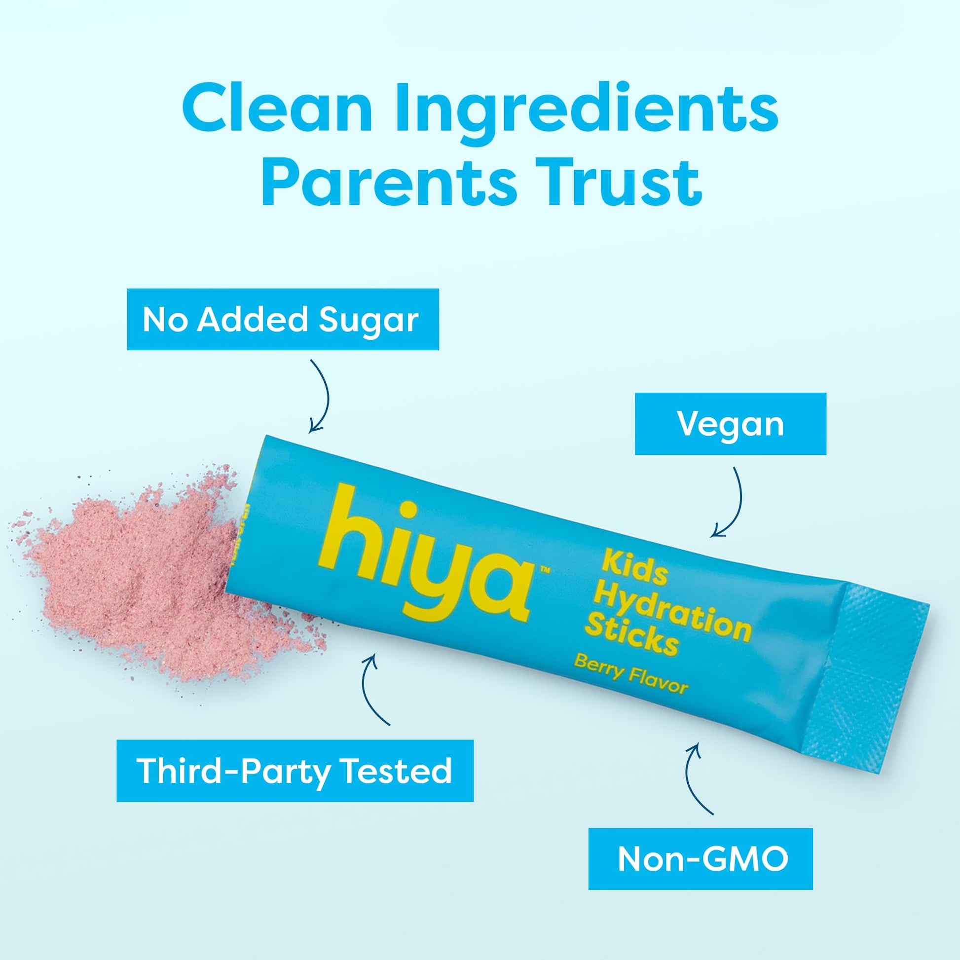 Hiya Kids Hydration with Electrolytes - Zero Added Sugar Berry Flavored Kids Hydration Packets - 15 Sticks - Travel-Friendly Drink Mix for Children Ages 2+ HIYABuy Supplements Australia