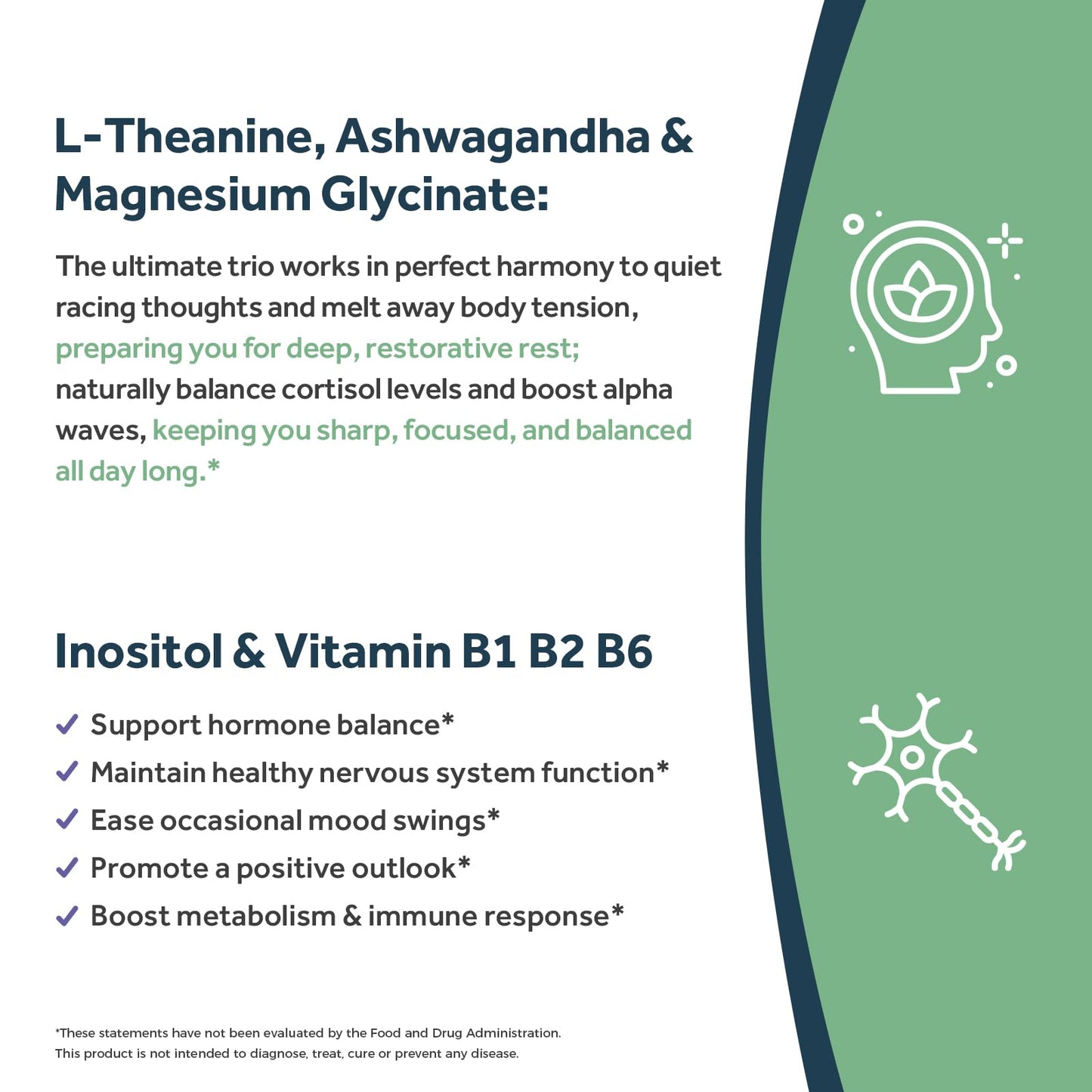 Doctor's Recipes L-Theanine 200 mg, Magnesium Glycinate, Ashwagandha, Inositol, Vitamin B6 B1 B2, Calm Relaxation Mood Cortisol Manager Nerve Focus Sleep Aid Quality No Drowsiness, Vegan, 90 Capsules Doctor's RecipesBuy Supplements Australia