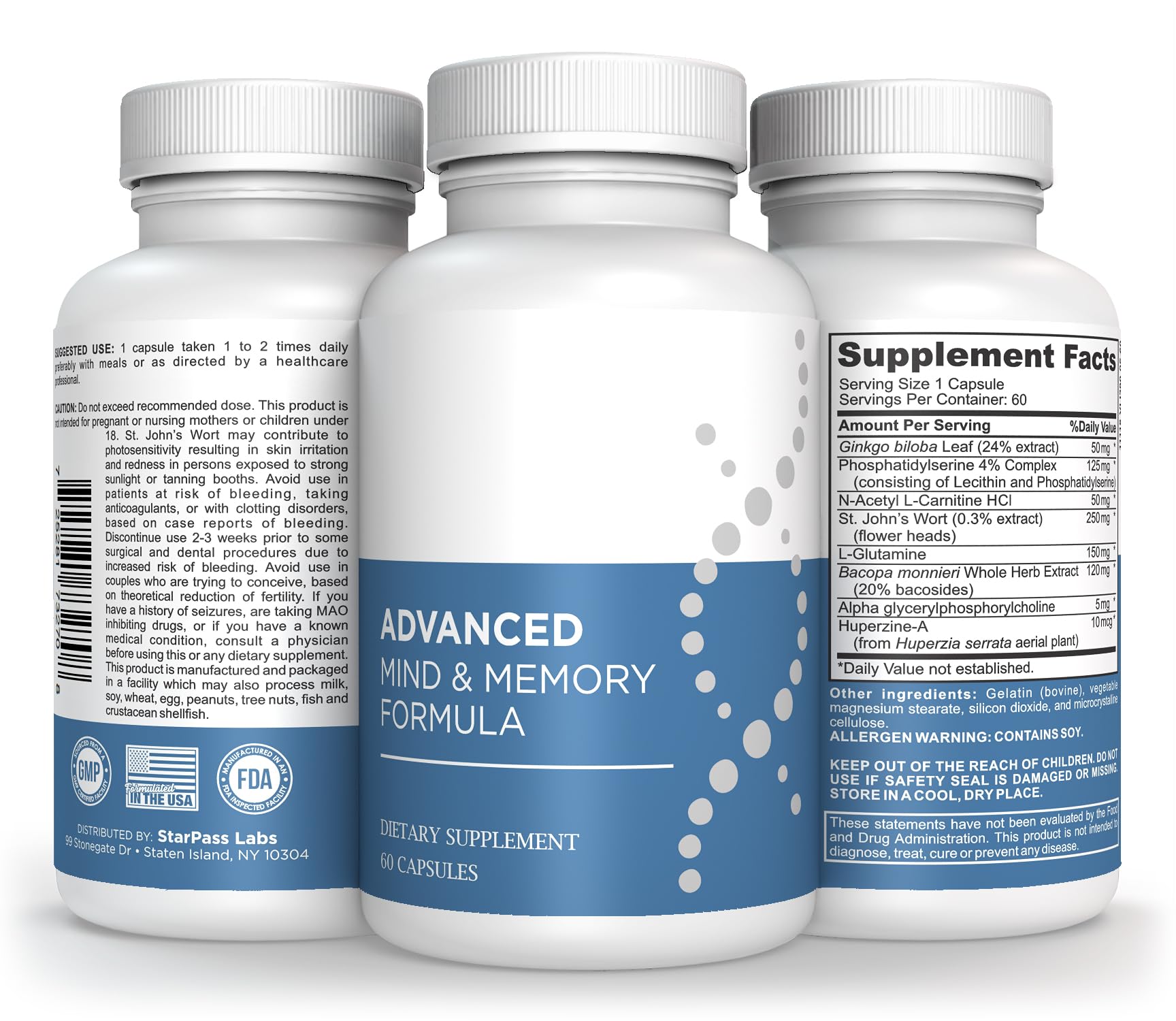 StarPass Labs Advanced Memory Formula Extreme Brain Booster, Brain Supplement for Memory, Focus and Mental Performance, Memory Vitamins for Better Brain Health 180 Capsules (3 Pack) StarPass LabsBuy Supplements Australia