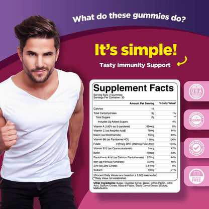 Natural Multivitamin Iron Gummies for Adults - Adult Gummy Vitamins with Iron and Energy Boost B Complex Vitamins Phytoral