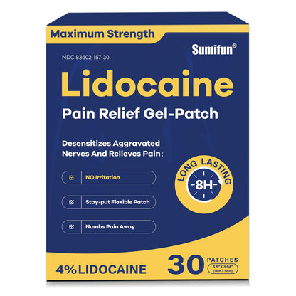Sumifun 4% Lidocaine Pain Relief Patches 30 Count Maximum Strength Numbing Gel Patch for Back Knee Neck Joint Ache Muscle Soreness Topical Analgesic SumifunBuy Supplements Australia