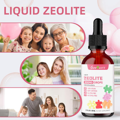 Geeoasis Zeolite Detox for Kids & Adults, 300 mg Zeolite Clinoptilolite Liquid with Vitamin B12 & D3, Vitamin C & Zinc Gluconate, Immune Support & Gut Health, Natural Strawberry Flavor, 2 Fl Oz GeeoasisBuy Supplements Australia