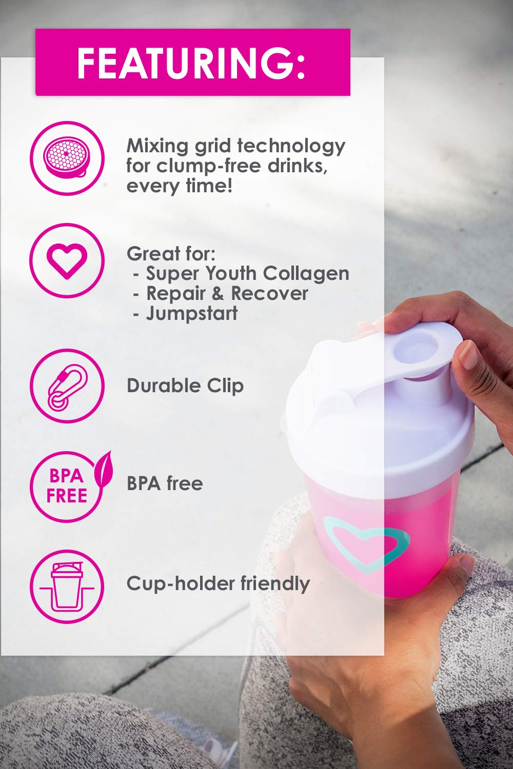 SkinnyFit Super Shaker Bottle 20oz. BPA free with Mixing Grid Technology, Leak Proof SkinnyFitBuy Supplements Australia