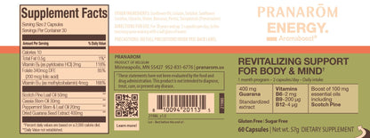 Pranarom - Aromaboost Energy Herbal Supplement - for Physical and Mental Fatigue - Guarana - Vitamins B6 B9 B12 - Pure Scots Pine Essential Oil - 60 Count PranaromBuy Supplements Australia
