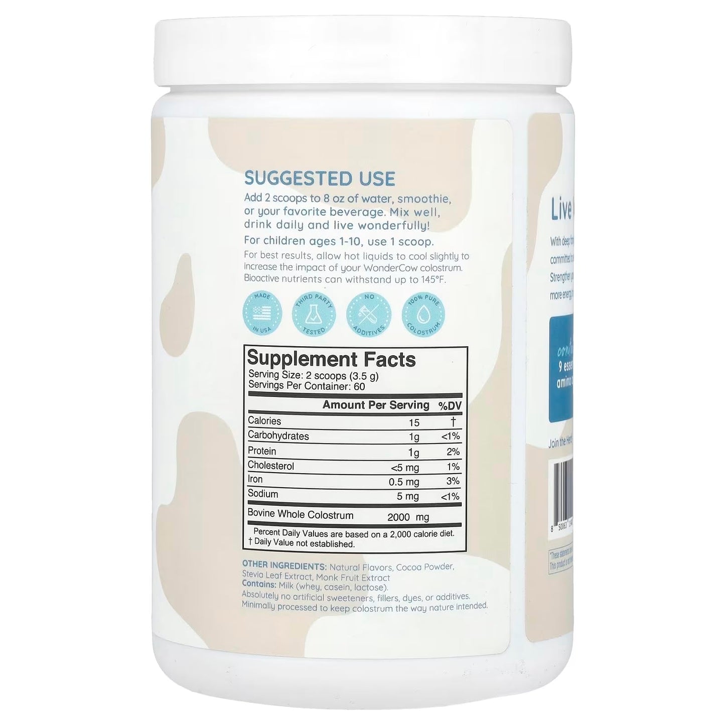 WONDERCOW Colostrum Supplement Powder for Gut Health, Immune Support & Wellness | Natural IgG Pure Whole Bovine Colostrum Superfood, Chocolate, 60 Servings WONDERCOWBuy Supplements Australia