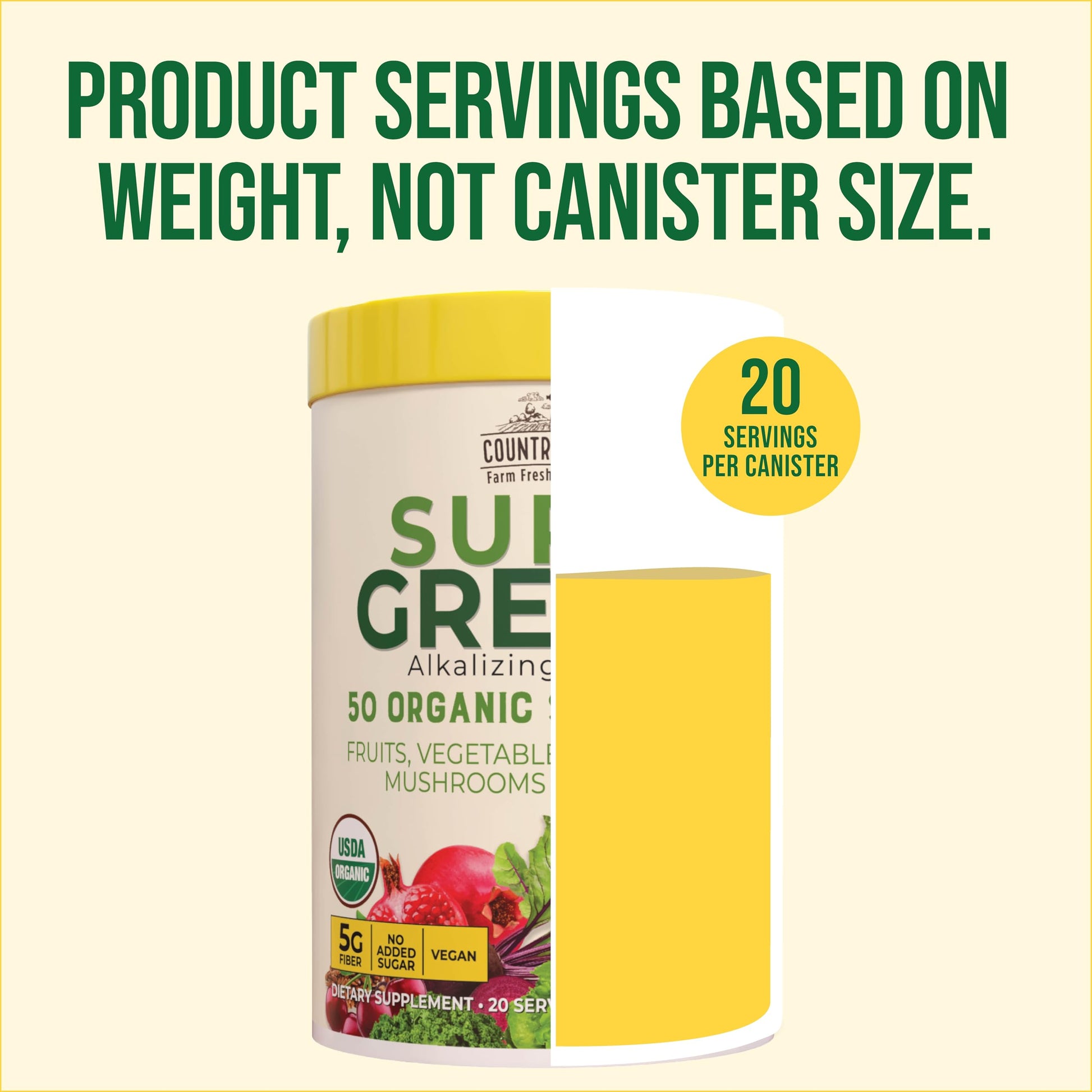 Country Farms Super Greens Apple Banana Powder Smoothie, Organic Super Foods, USDA Organic Drink Mix, Fruits, Vegetables, Mushrooms, Superfood Nutrition, 40 Servings, 2 Pack Country FarmsBuy Supplements Australia