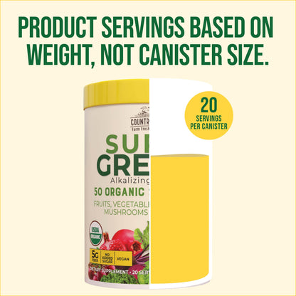 Country Farms Super Greens Apple Banana Powder Smoothie, Organic Super Foods, USDA Organic Drink Mix, Fruits, Vegetables, Mushrooms, Superfood Nutrition, 40 Servings, 2 Pack Country FarmsBuy Supplements Australia