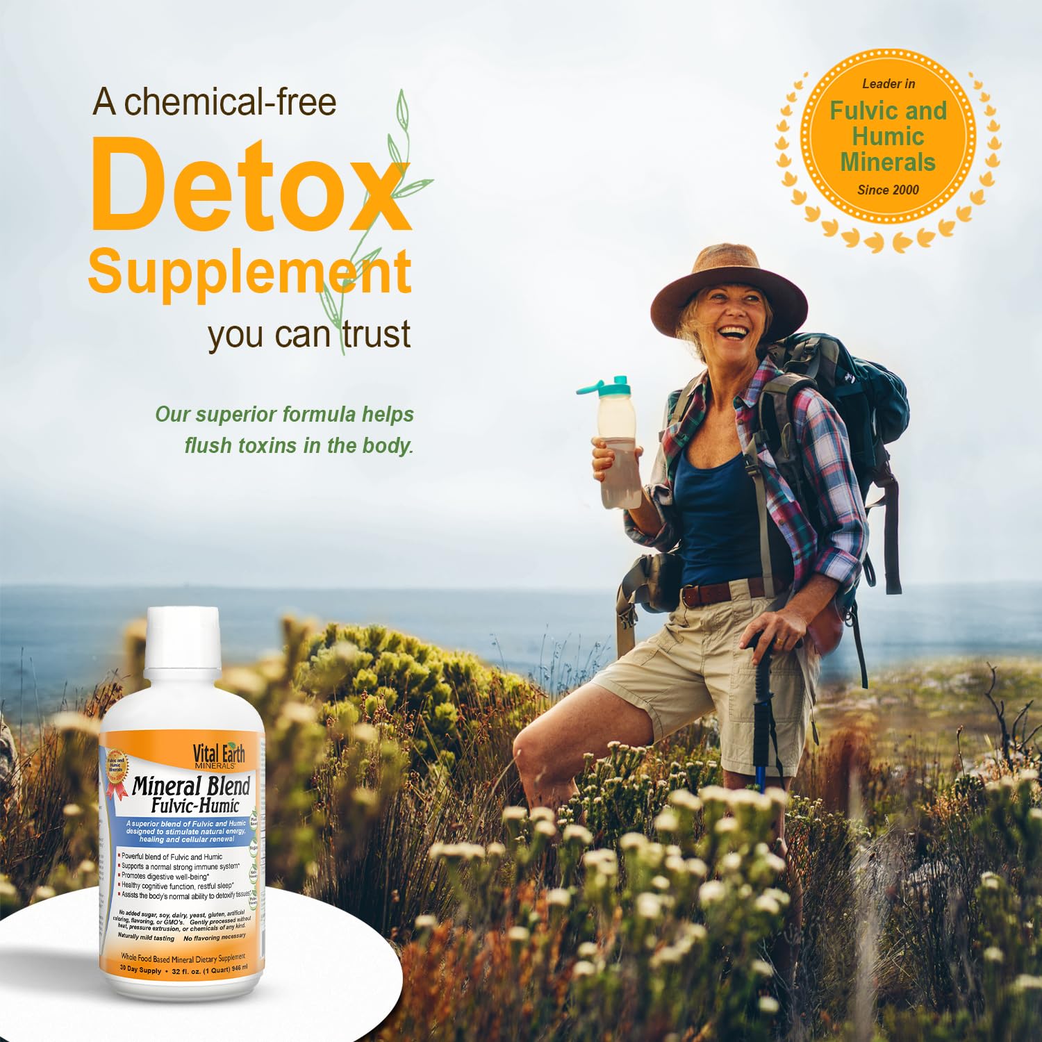 Vital Earth Minerals Detox and Wellness Support – Fulvic Humic Mineral Blend with 70+ Trace Minerals + Super Multi, Liquid Multivitamins, MTHFR Enhancement, 32 OZ Ea Vital Earth MineralsBuy Supplements Australia