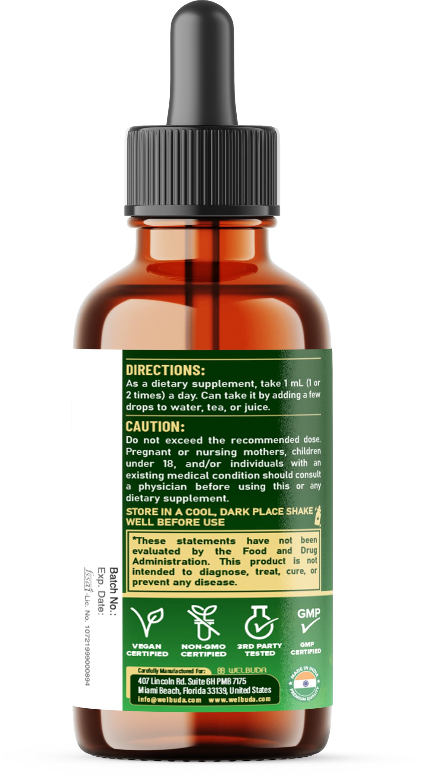 17in1 Rhodiola Rosea Liquid Supplement with Ashwagandha, Magnesium Glycine, L-Theanine, Vitamin C, Vitamin D3, Vitamin K2, Ginkgo, Turmeric, Holy Basil and More - 1 FL Oz - 60 Day Supply WELBUDABuy Supplements Australia
