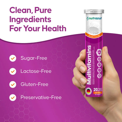 nutrazul Multivitamin Effervescent Tablets, Supplement for Daily Wellness & 9 Essential Vitamins, Contains Vitamin with Vitamin C & B Complex nutrazulBuy Supplements Australia