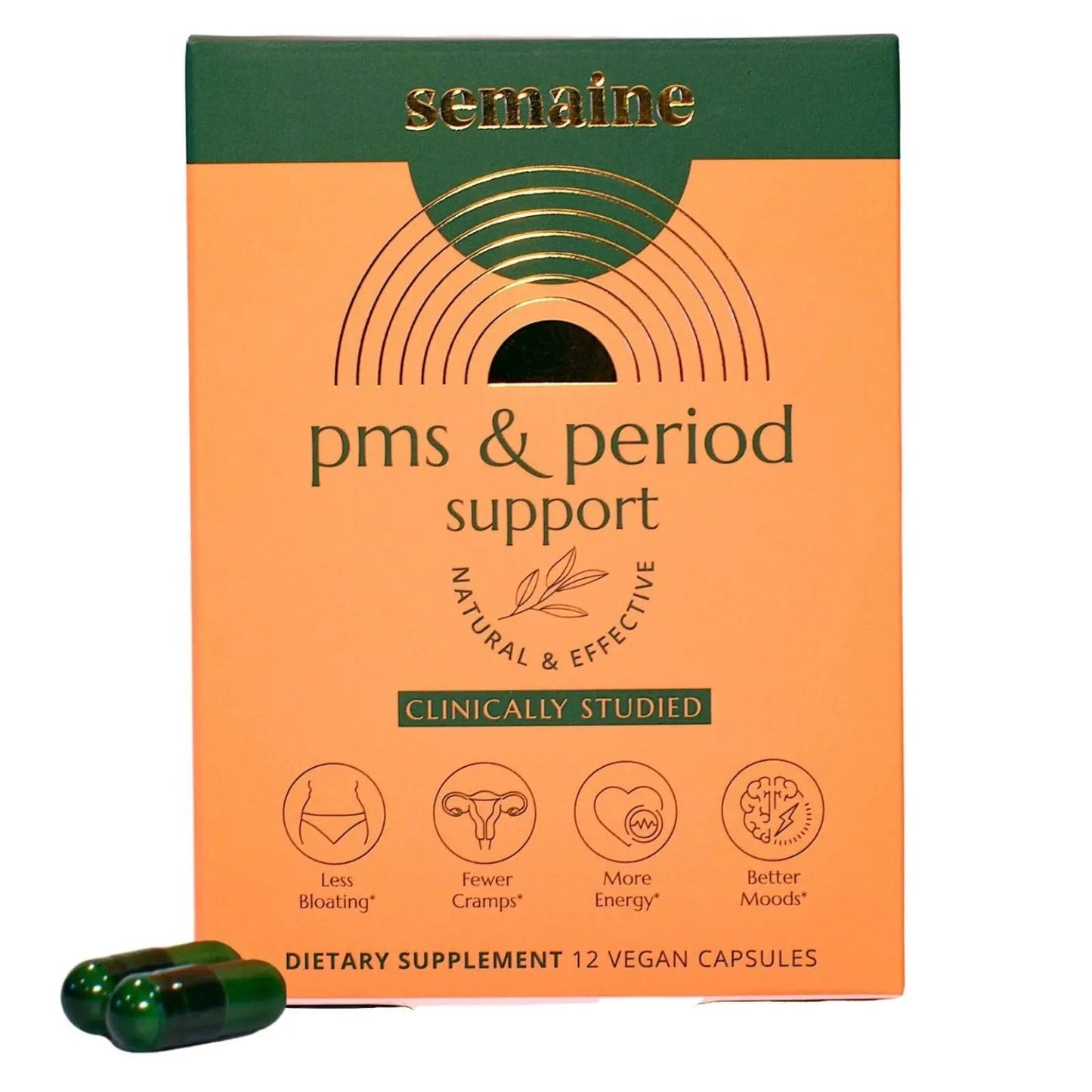 Semaine PMS & Period Relief - Menstrual Cramp Relief: No More Period Cramps, Mood Swings, or Bloating. PMS Supplement for Happy Hormones and Period Relief. (12 Count) SemaineBuy Supplements Australia
