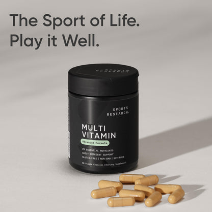 Sports Research® Multivitamin – Advanced Formula - 23 Essential Vitamins & Minerals with CoQ10 & Iodine - Daily Nutrient Support*- Non-GMO Tested & Gluten-Free -60 Veggie Capsules Sports ResearchBuy Supplements Australia