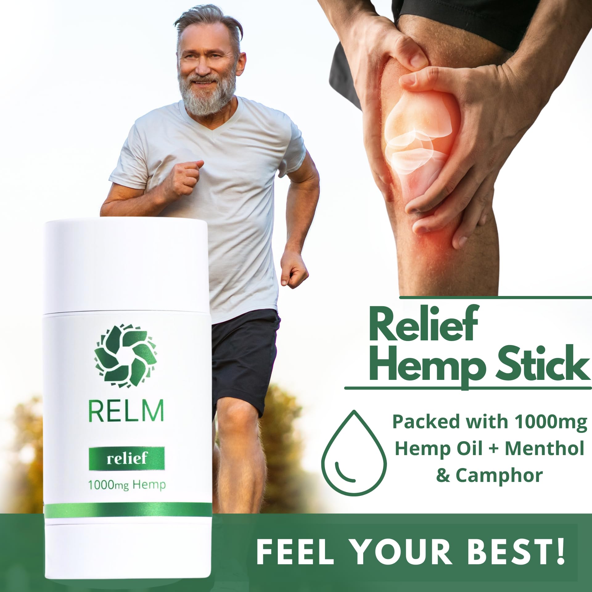 Hemp Relief Stick - Hemp Oil, Menthol & Camphor, Fast-Acting Relief for Muscles, Joints and Nerves - 3 oz Relm WellnessBuy Supplements Australia