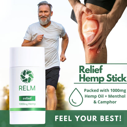 Hemp Relief Stick - Hemp Oil, Menthol & Camphor, Fast-Acting Relief for Muscles, Joints and Nerves - 3 oz Relm WellnessBuy Supplements Australia