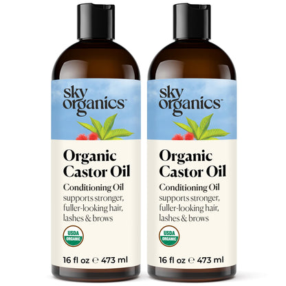 Sky Organics Castor Oil (2x16oz) USDA Organic Cold-Pressed Unrefined100% Pure