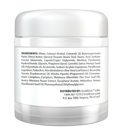 SciatiFlex Topical Sciatic Cream - Maximum Strength Hemp Cream with Arnica Extract, Shea Butter & Aloe Vera - Help with Nerve Discomfort in Lower Back, Hips, Buttocks, Legs & Feet - 4oz SciatiEaseBuy Supplements Australia