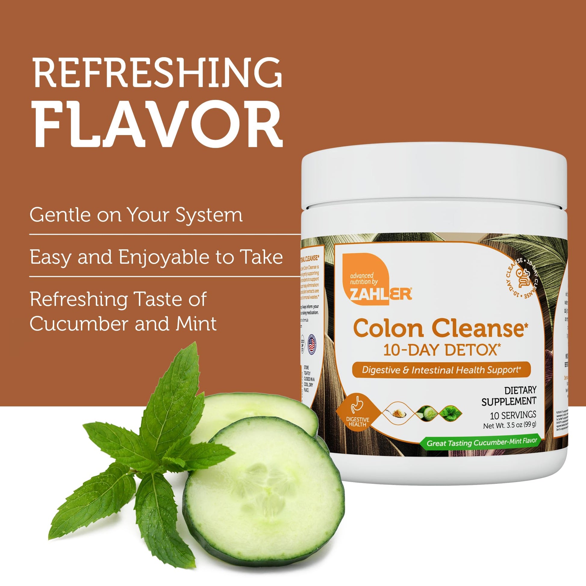 Zahler Colon Cleanse 10-Day Detox Cleanse - Cucumber Mint Flavor - Herbal Digestive Wellness - Colon Cleanser & Detox for Bowel Movement, Body Detox, Digestion Aid for Women and Men - 3.5 oz Jar ZahlerBuy Supplements Australia