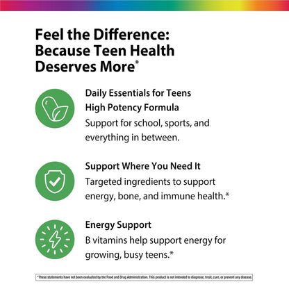 Rainbow Light Teen Multivitamin | 45 Caplets | for Boys and Girls | with DermaComplex, Real Food Nutrients & Iron | Rainbow LightBuy Supplements Australia