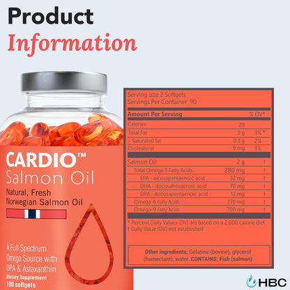 High Strength Omega 3 Fish Oil - 1000mg, Norwegian Salmon Oil with EPA & DHA, No Burping or Aftertaste, Omega 3 Fatty Acids Supplement for Eye, Brain & Heart, Triglyceride Form - 180 Capsules Hofseth BioCareBuy Supplements Australia