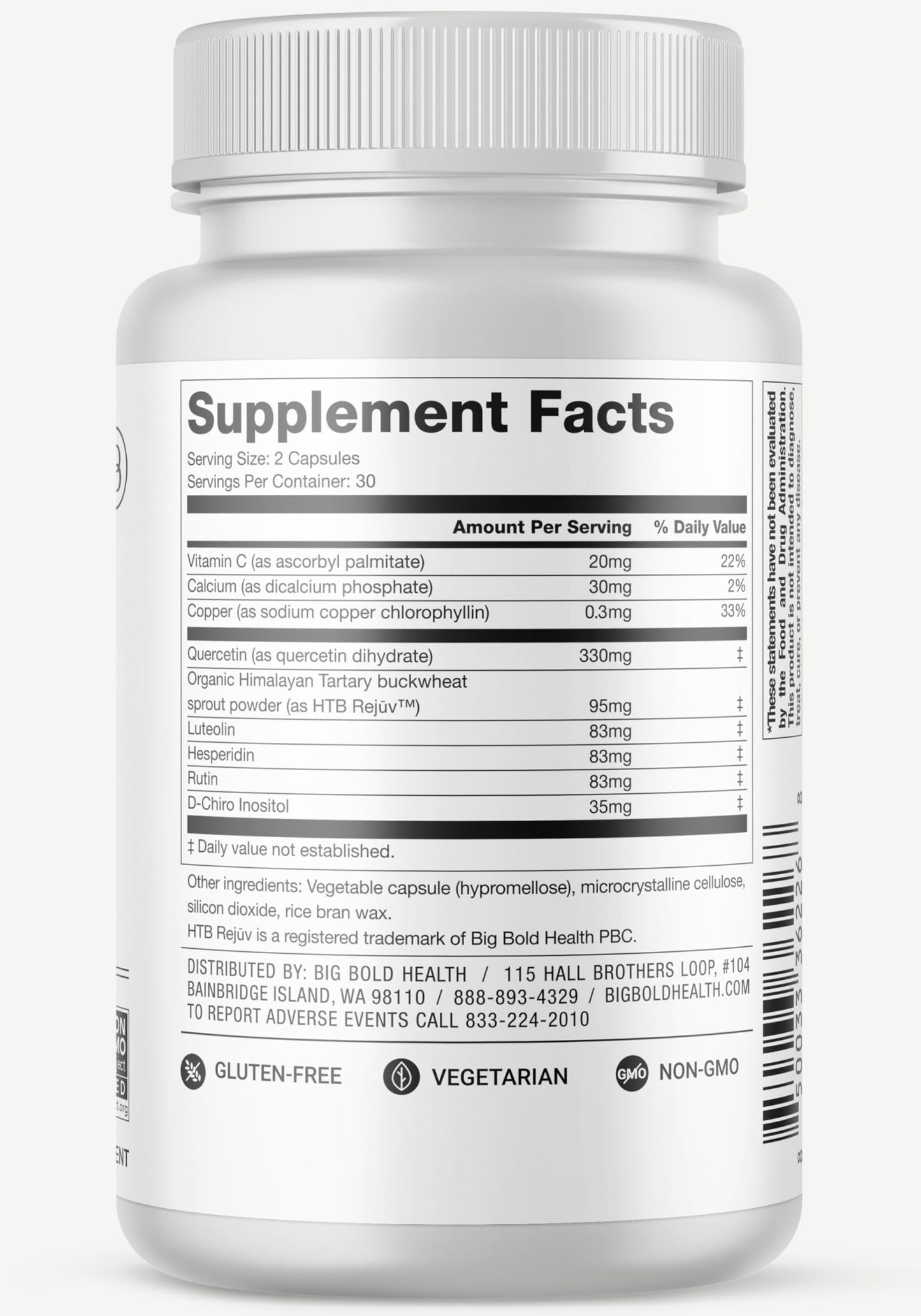 BIG BOLD HEALTH HTB Immune Rejuvenate - Polyphenols Supplement for Immune Support with Himalayan Tartary Buckwheat - Gluten Free, Dairy Free, Non-GMO Formula - 60 Vegetarian Capsules BIG BOLD HEALTHBuy Supplements Australia