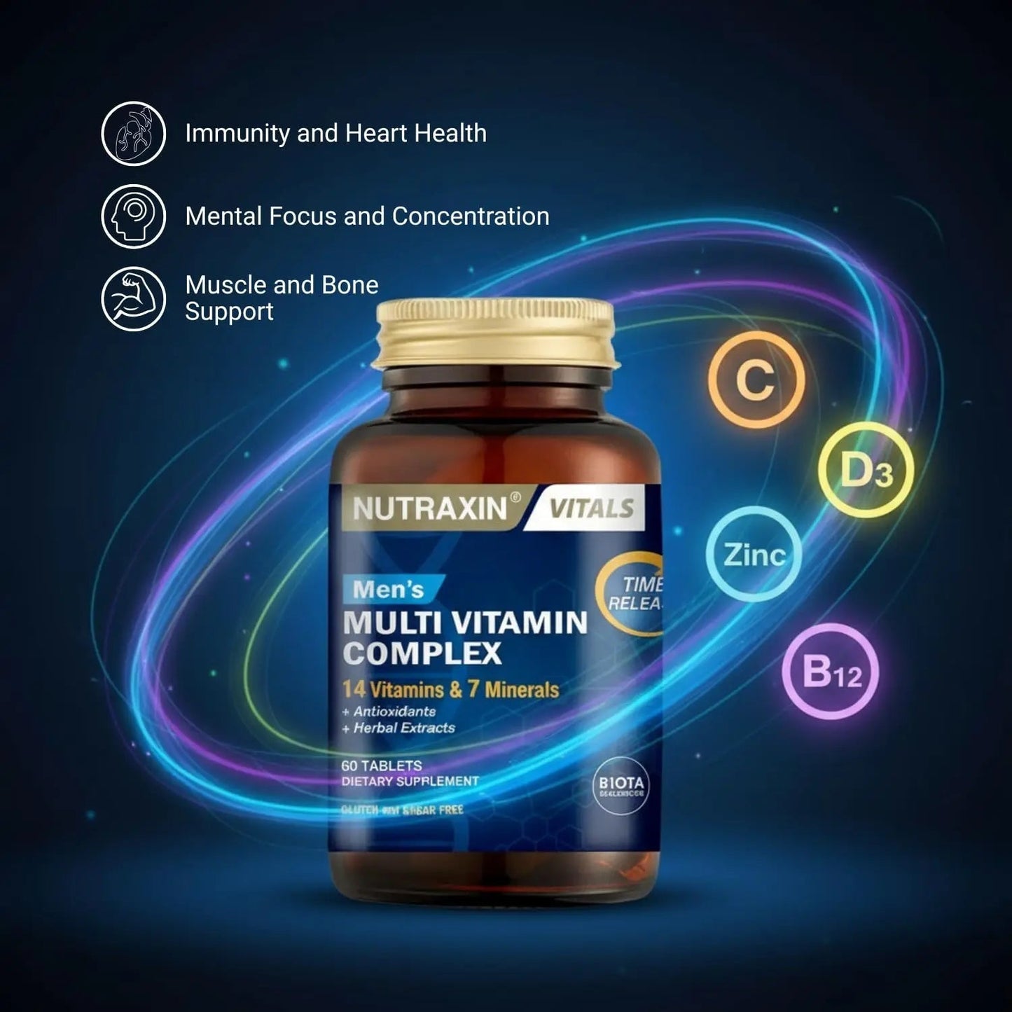 Nutraxin Men's Multivitamin & Mineral Complex, 60 Tablets Nutraxin
