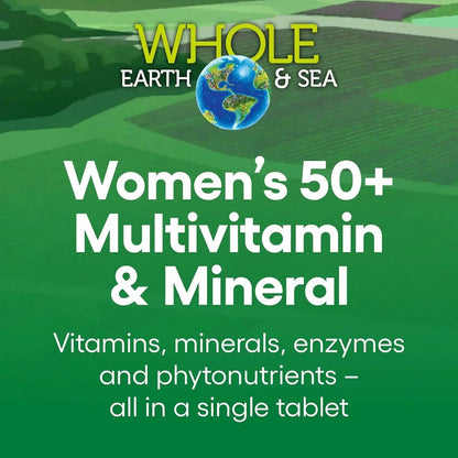 Natural Factors Whole Earth & Sea Women's 50+ Multivitamin & Mineral - Daily Multivitamin with Calcium, Selenium & More Natural Factors