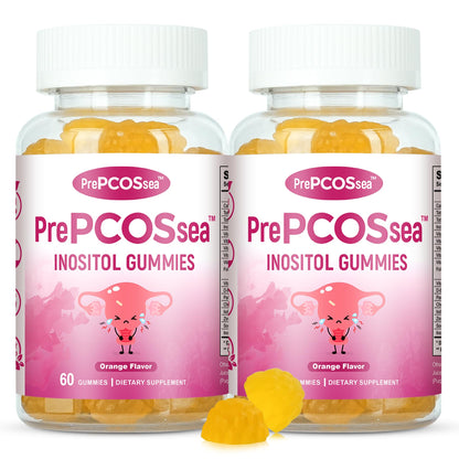 Feelherbs PrePCOSsea Inositol Gummies Vitamins, 2 Pack Orange Flavor Myo-Inositol Vitamin Gummies with Folate, B6, B12 & D-Biotin, 60 Count Soft Chews FeelherbsBuy Supplements Australia