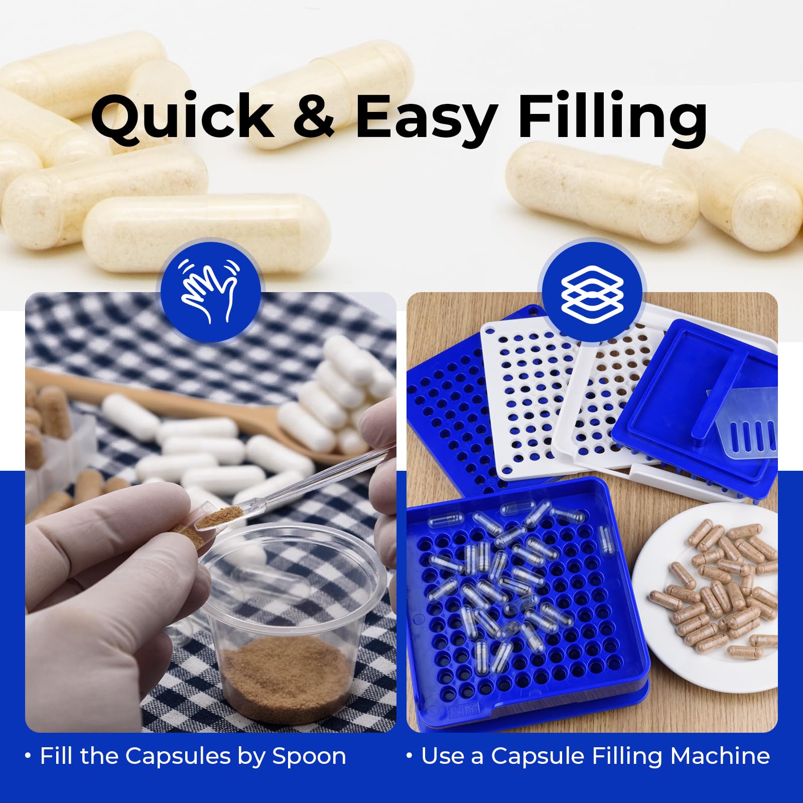 ATLEMISME Empty Vegan Capsules Size 2 - Empty (100 Count) DIY Filling - Veggie Capsules with 2 Micro Lab Spoons for Filling ATLEMISMEBuy Supplements Australia