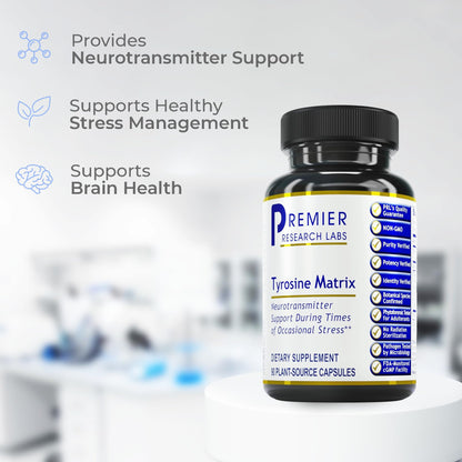 Premier Research Labs Tyrosine Matrix - L Tyrosine Supplement, L-tyrosine 944mg Capsules for Adults, Amino Acid Pills with Red Algae & Rhodiola Rosea - 90 Vegetarian Capsules Premier Research LabsBuy Supplements Australia