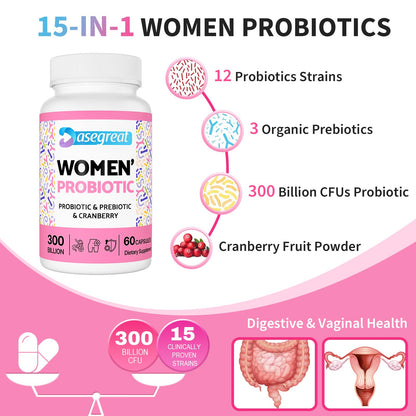 300 Billion CFUs Probiotics for Women,12 Strains Probiotics with Prebiotic Cranberry HeafetineBuy Supplements Australia